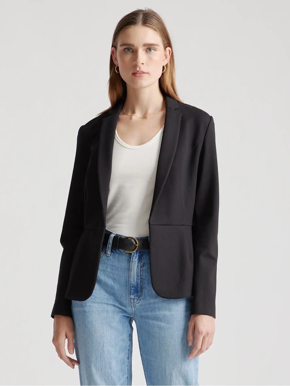 Quince Black Ultra Stretch Ponte Blazer Sz S